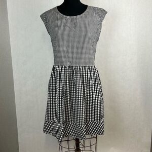 Madewell Black & White Gingham Sleeveless Midi Dress